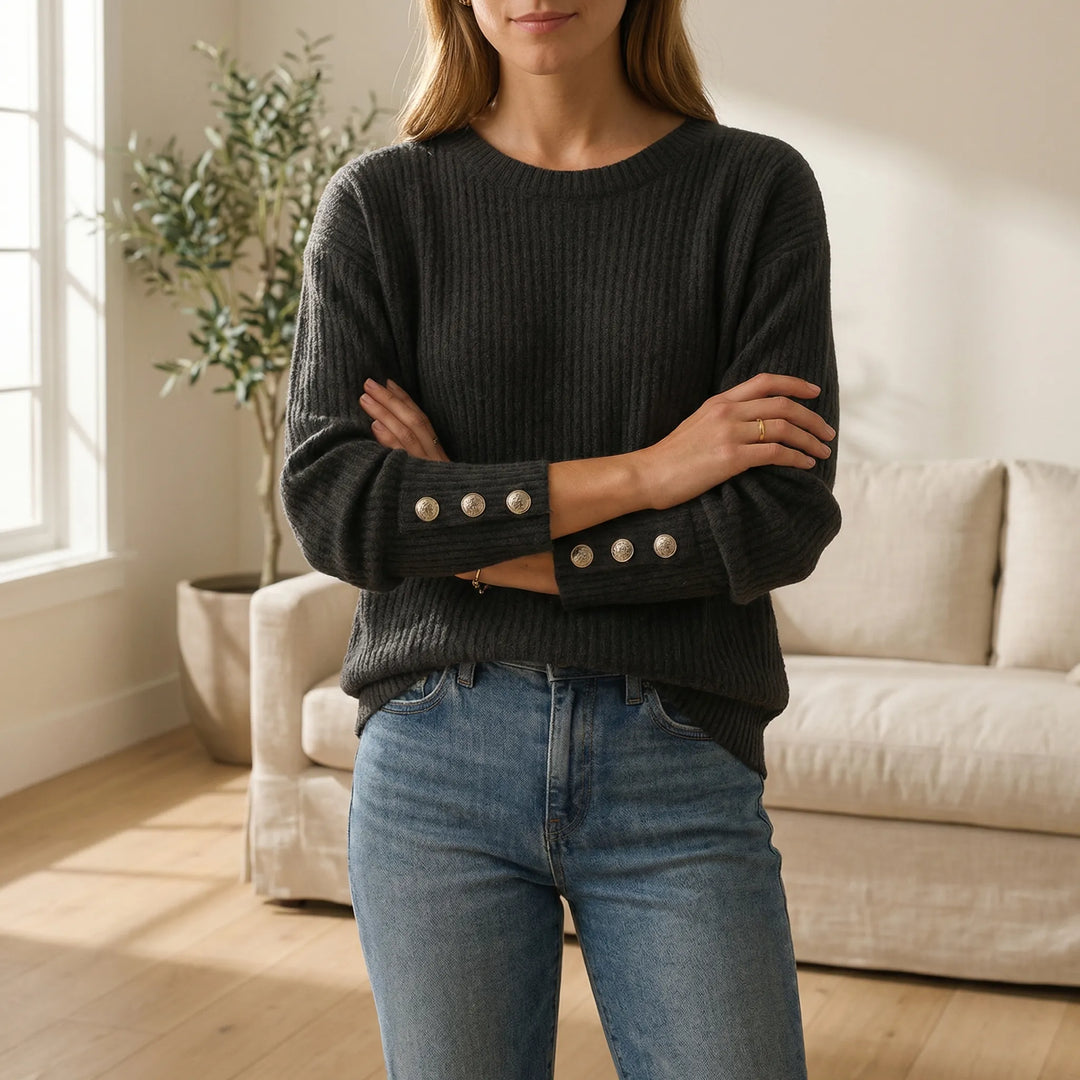 Damen Strickpullover Alexandra, locker geschnitten, Rundhals. Bequemer Stil für Freizeit & Büro.