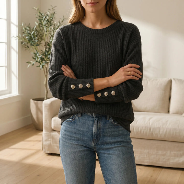 Damen Strickpullover Alexandra, locker geschnitten, Rundhals. Bequemer Stil für Freizeit & Büro.