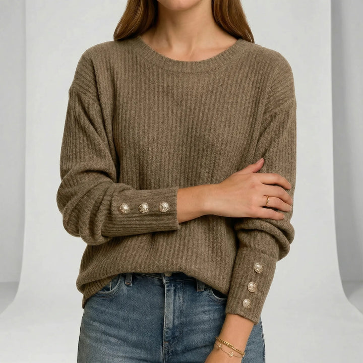 Hochwertiger Damen Pullover Alexandra, locker geschnitten, Rundhals, bequem für kalte Tage.