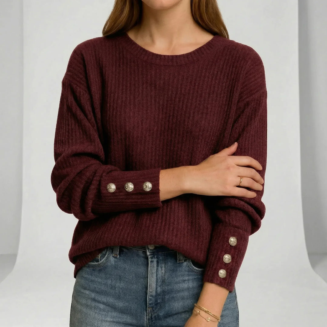 Femininer, locker geschnittener Damen Strickpullover, Rundhals, für einen bequemen & schicken Look.