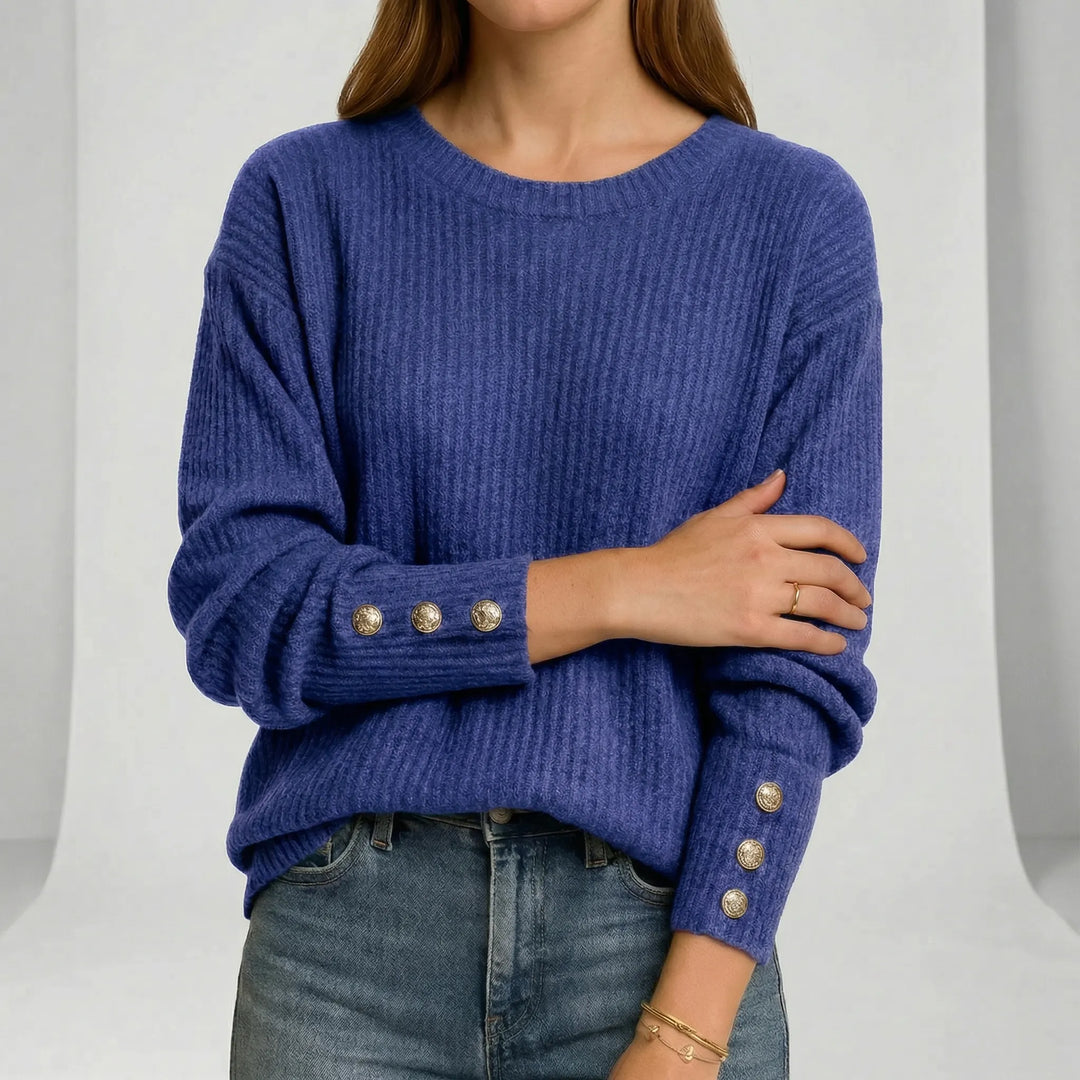 Vielseitiges Damen Oberteil, locker geschnitten, Rundhals-Strickpullover für Frühling & Herbst.