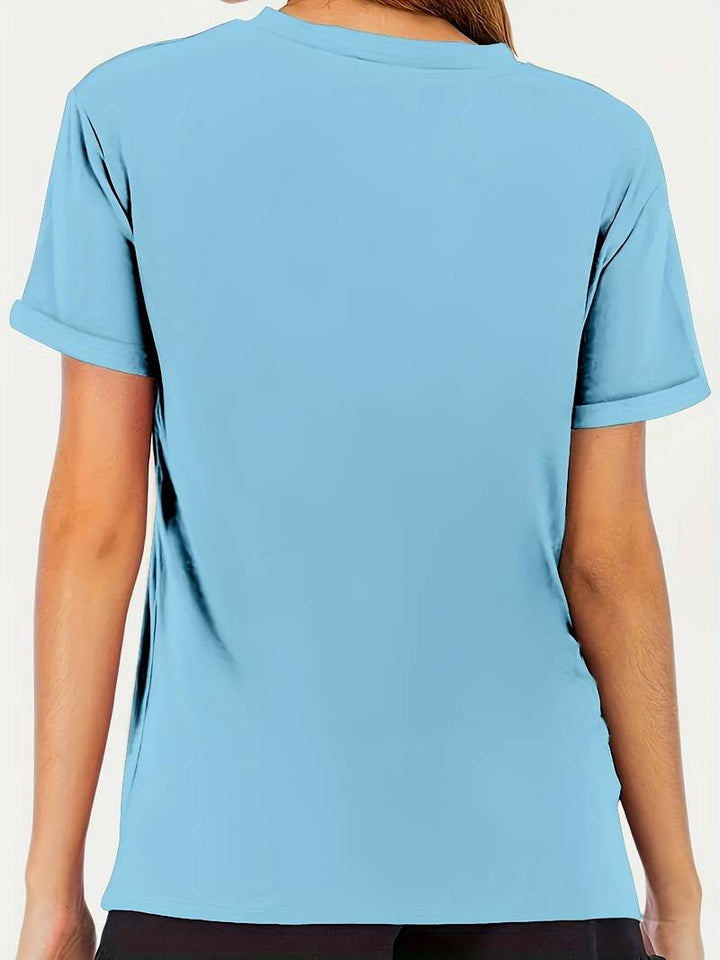 Damen T-Shirt mit elegantem Löwenzahn-Print, Rundhalsausschnitt. Ideal für Sommer & Frühling.
