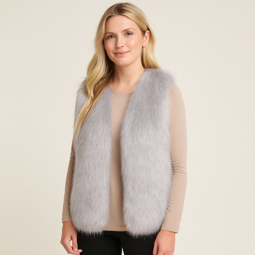 Damen Tahlia Kunstfellweste ärmellos, schick & warm, ideal für Herbst & Winter. Perfekter Bodywarmer.