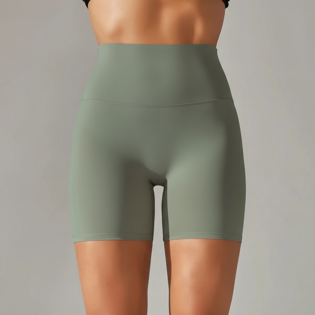 Detail der breiten Taille bei Damen Fitness Shorts SquatSilk, bietet zusätzlichen Halt und Komfort beim Training.