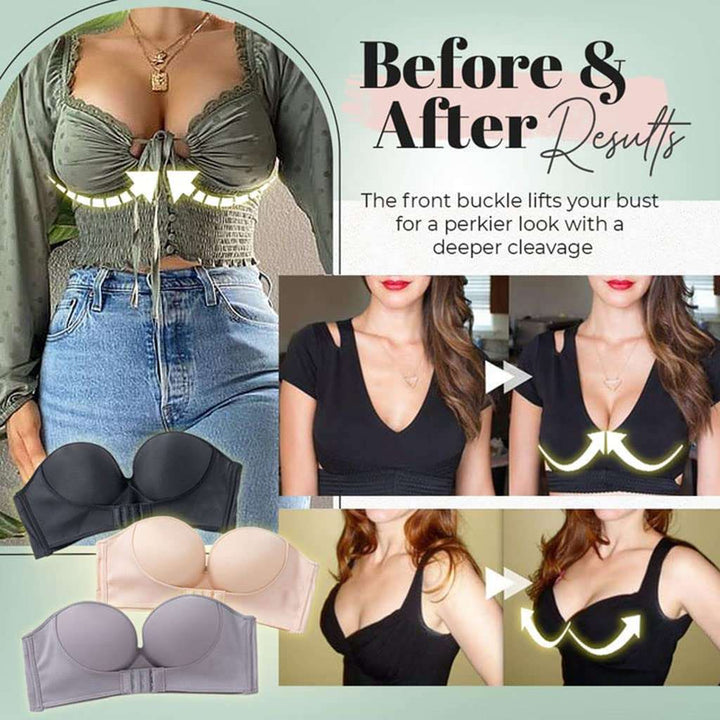 Nahtloser, unsichtbarer Trägerloser Push-up BH für Damen, ideal unter engen Kleidern. Komfortabel & bügelfrei.