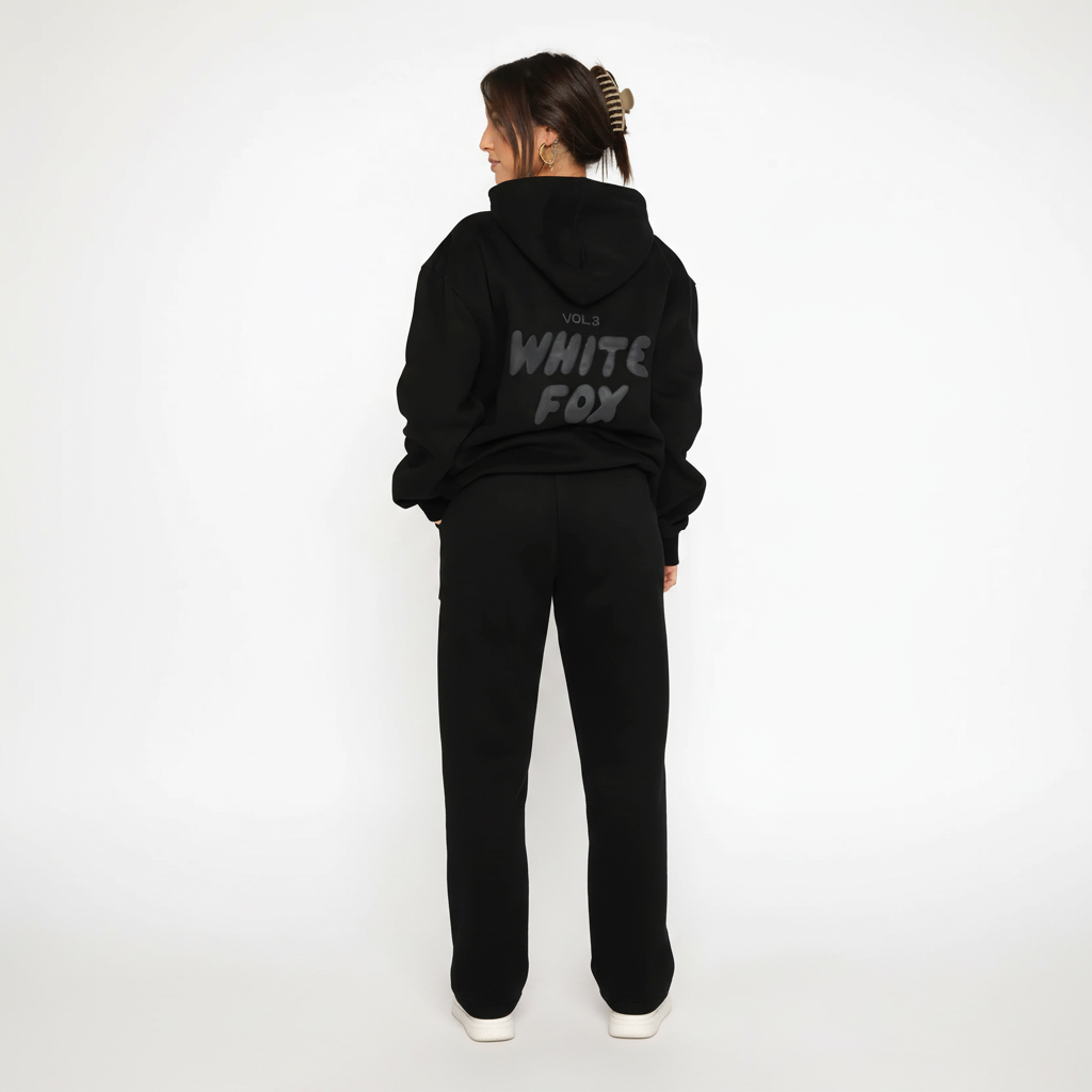 Kompletter Damen Trainingsanzug (Oberteil & Hose) aus Baumwollmix, ideal für Activewear und sportlichen Alltag.