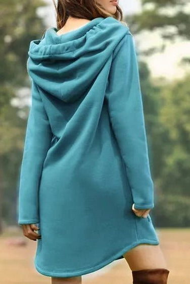 Bequemes Loungewear Tunika-Kleid für Damen, Modell Audrey, mit Kängurutasche. Entspannt & alltagstauglich.