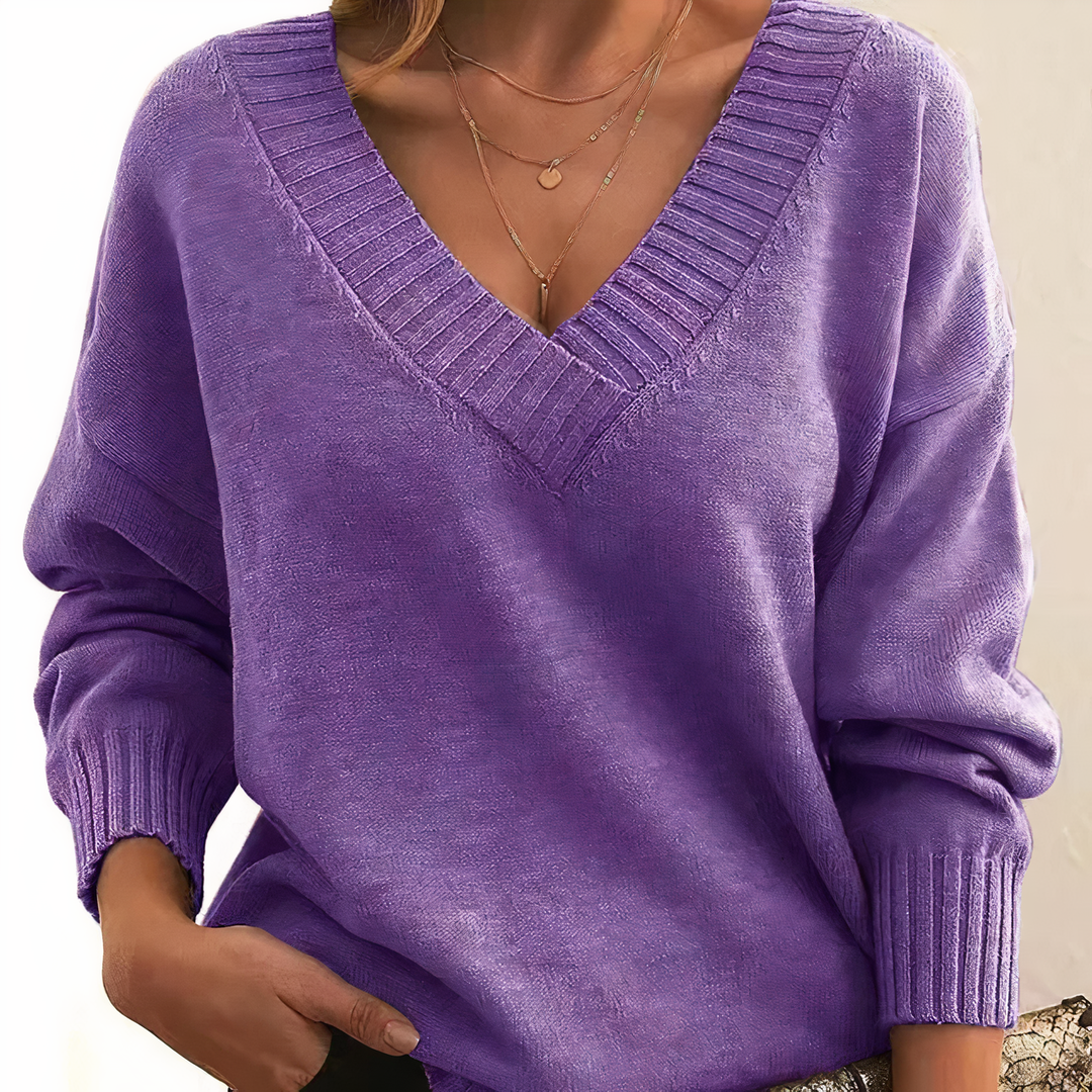 Eleganter Winterpullover: Damen Pullover mit V-Ausschnitt, langärmlig, warm und luxuriös.