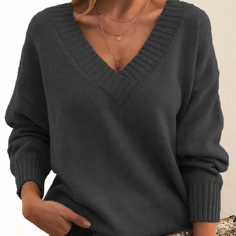 Luxus Damen Pullover: Modischer V-Ausschnitt Pullover, ideal für Herbst & Winter Freizeitmode.