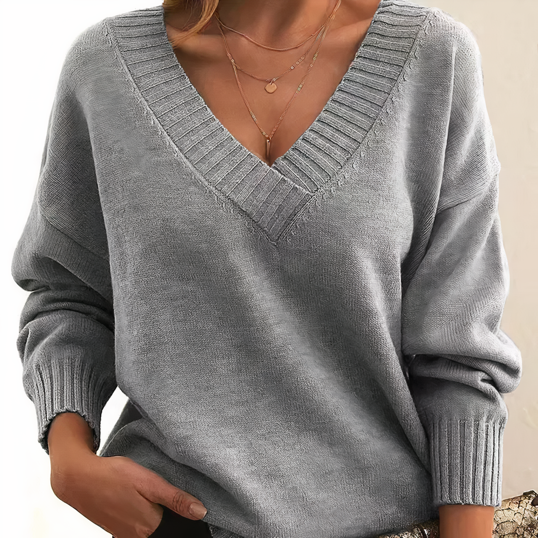 V-Ausschnitt Strickpullover: Damen Herbstmode Pullover, luxuriös und warm, perfekt für Freizeit.