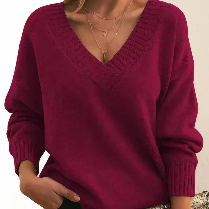 Damen Herbstpullover: Eleganter V-Ausschnitt Pullover, luxuriös und warm, ideal für jede Frau.