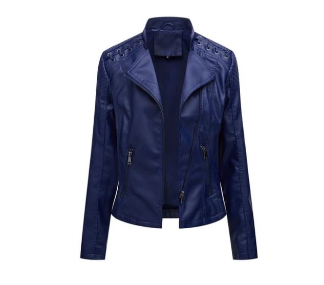 Stilvolle Damen Vintage Bikerjacke Elizabeth, schwarz, kurze Form, mit modischem Stehkragen.
