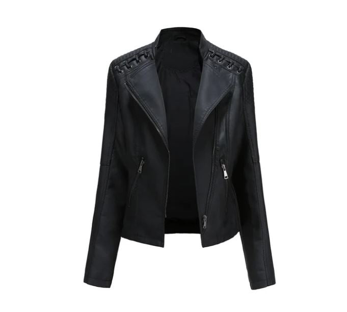 Kurze Damen Bikerjacke Elizabeth, Vintage Inspired, mit Reißverschluss, elegant und modisch.