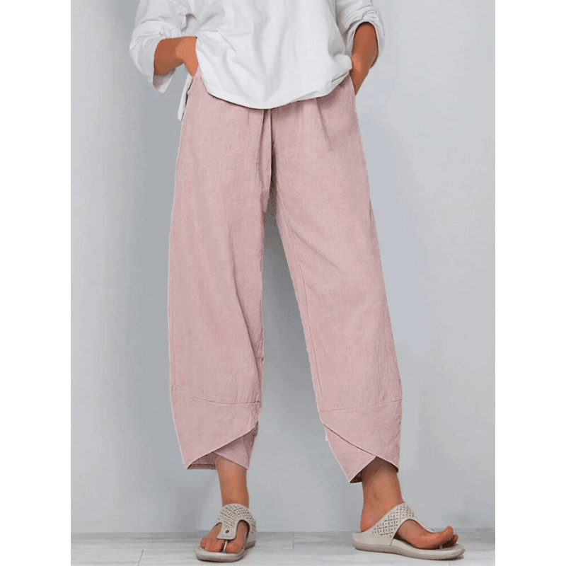 Vielseitige Damen Freizeithose im Vintage-Stil, hohe Taille. Für Casual & Urlaub geeignet.