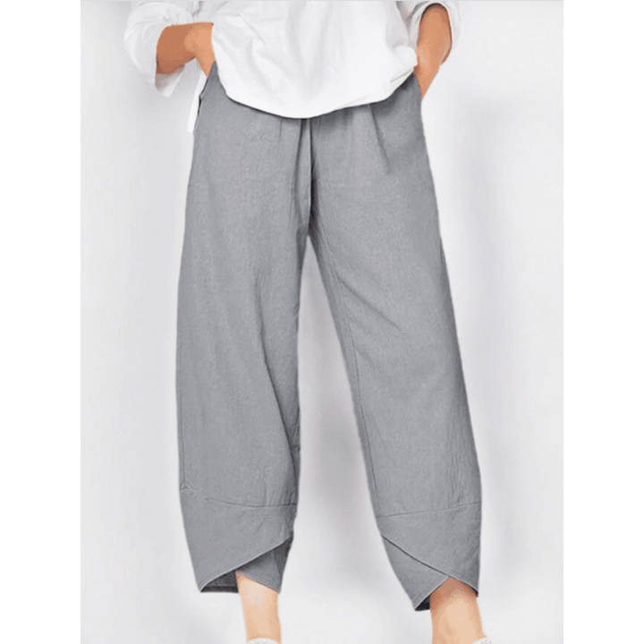 Moderne Damen Freizeithose mit Gummibund, hoher Taille & Seitentaschen. Sehr bequem.