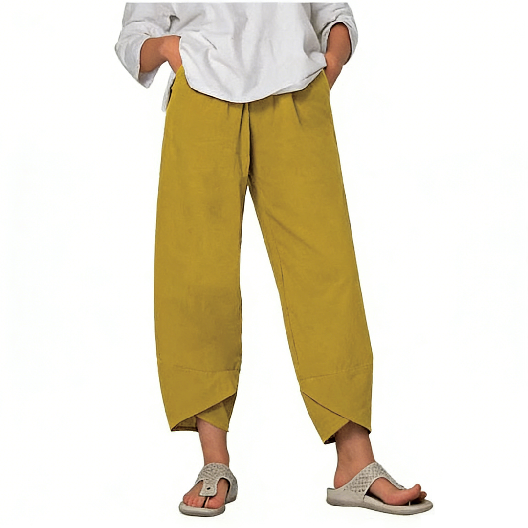 Elegante Damen Freizeithose für Frühling & Urlaub. Hohe Taille, lockerer Schnitt, atmungsaktiv.