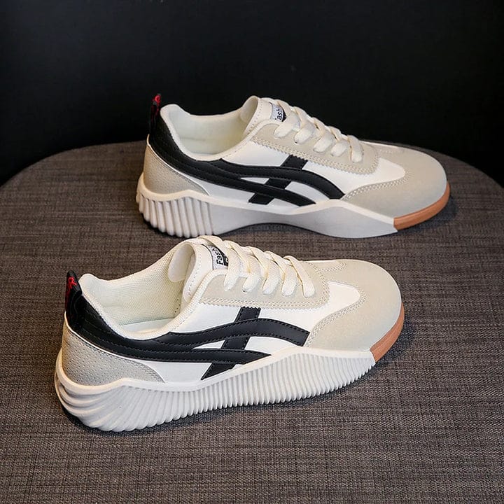 Orthopädische Damen Komfortschuhe mit Fußgewölbestütze. Bequeme Vintage Sneakers, ideal für den Alltag.
