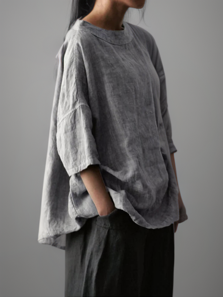 Damen Vintage Oversize Tunika mit Bootsausschnitt, elegant & bequem, ideal für Freizeit.