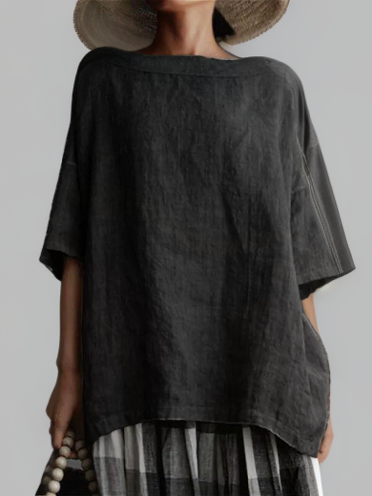 Bequeme Damen Tunika im Vintage Oversize Stil, mit elegantem Bootsausschnitt, auch in großen Größen.