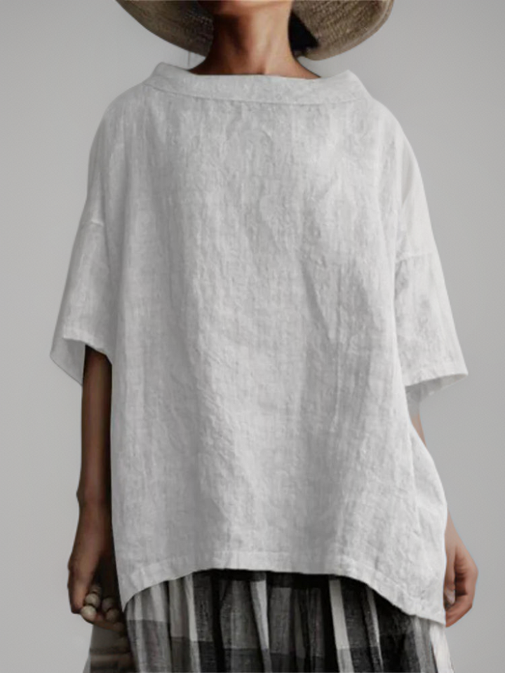 Elegante Vintage Oversize Tunika für Damen, mit stilvollem Bootsausschnitt, vielseitige Damenbekleidung.