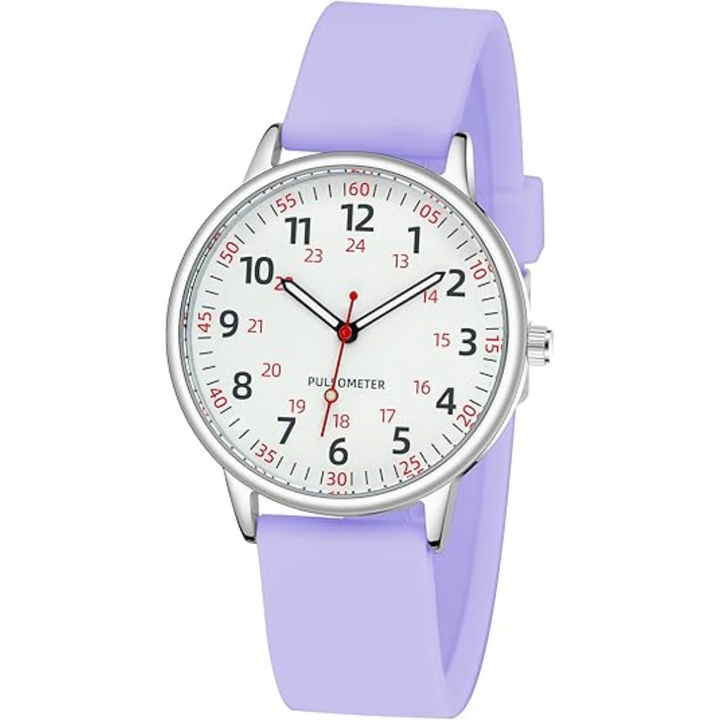 Moderne wasserdichte Schwesternuhr für Damen. Silikon-Armbanduhr mit Sekundenzeiger, ideal für den Klinikalltag.