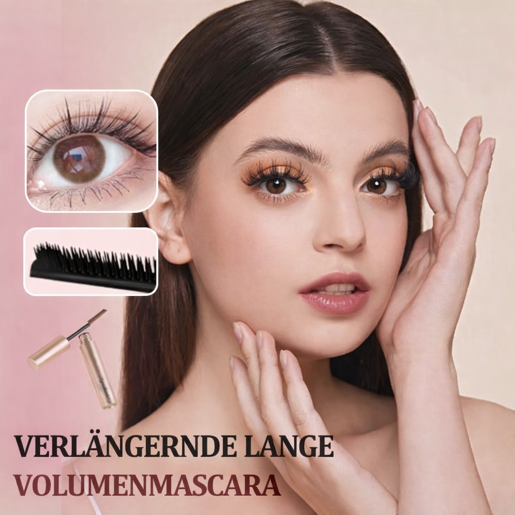 Damen wasserfeste Mascara für Volumen, Länge & Definition. Perfektes Augen-Make-up, langanhaltend & klumpenfrei.