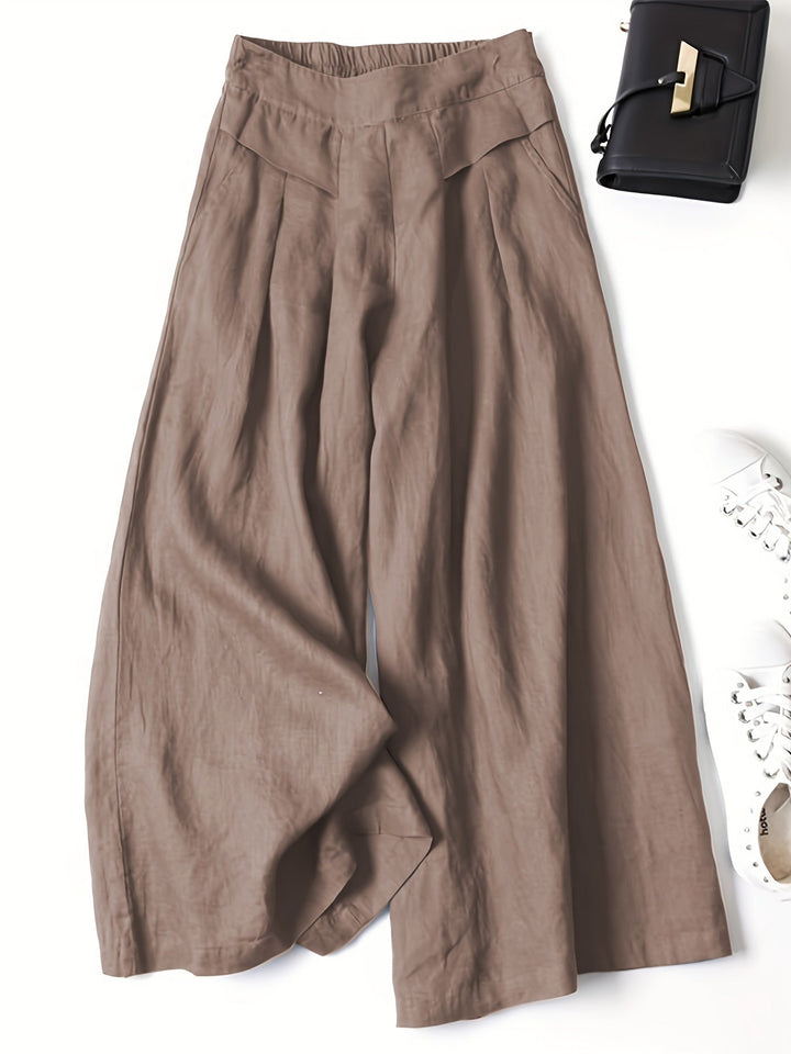 Damen Weitbein Capri-Hose mit lockerem Schnitt für stilvollen Komfort, ideal für Sommer & Freizeit.