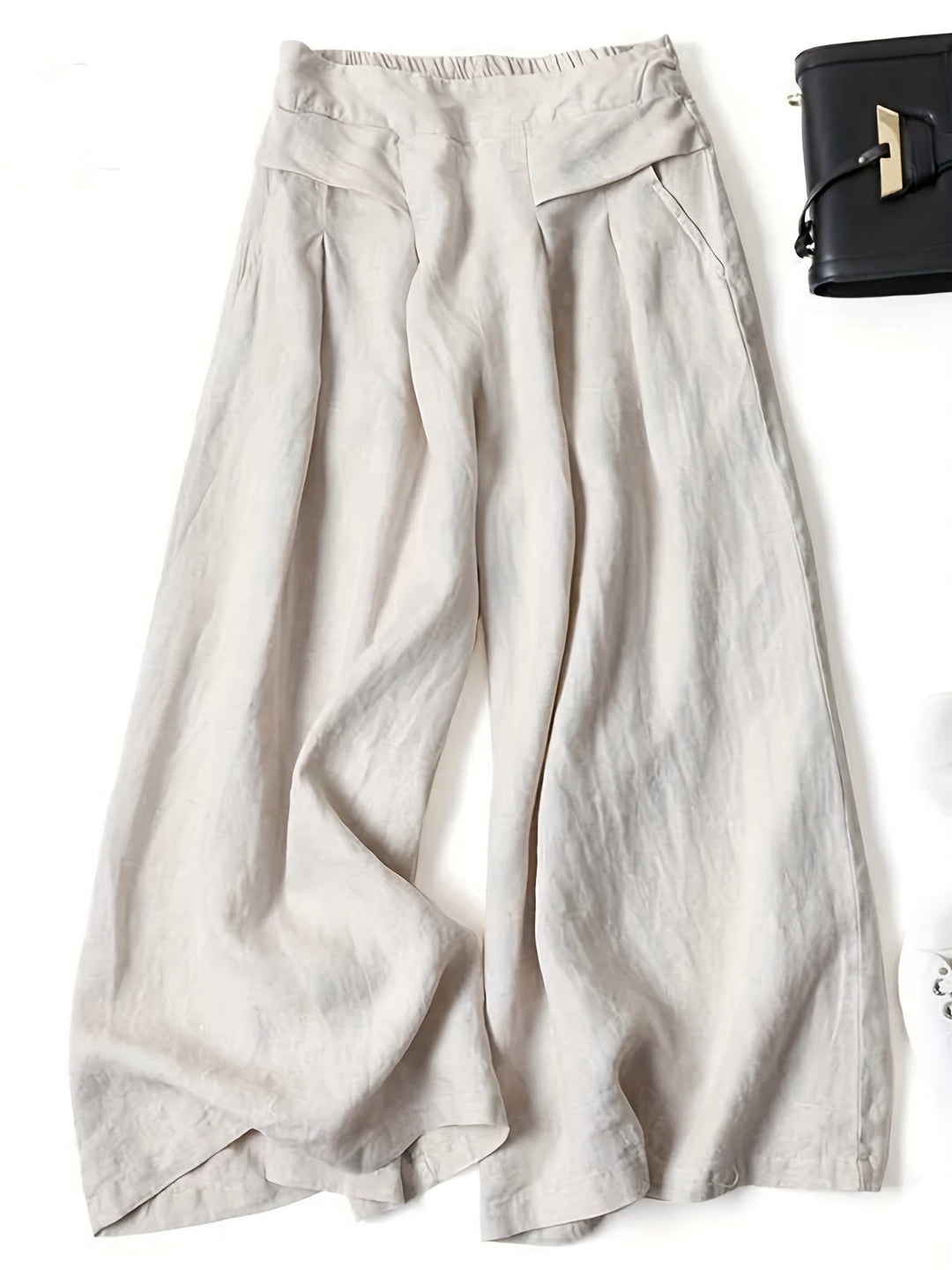 Elegante High-Waist Capri-Hose für Damen im Weitbein-Design, perfekt für Frühling, Sommer und Herbst.
