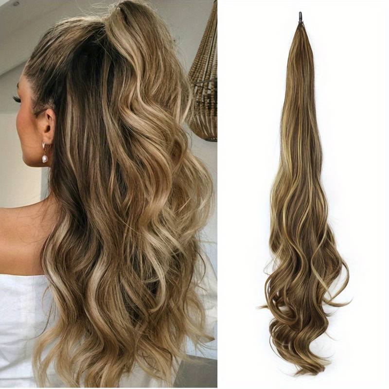 Damen Wickel-Pferdeschwanz für sofortige Länge & Volumen. Einfache Haarverlängerung für wellige Haare.