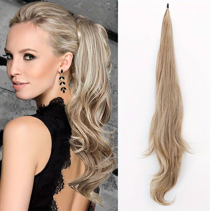Einfaches Haarstyling: Damen Pferdeschwanz-Haarverlängerung, wellig, für mehr Länge & Volumen im Nu.