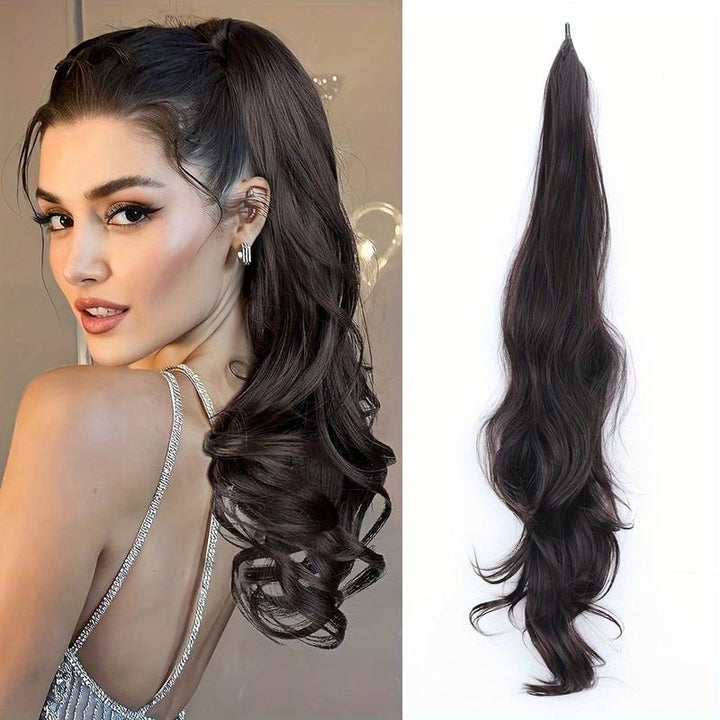 Welliger Damen Wickel-Pferdeschwanz. Haaraccessoire für langes, voluminöses Haar. Einfaches Styling.