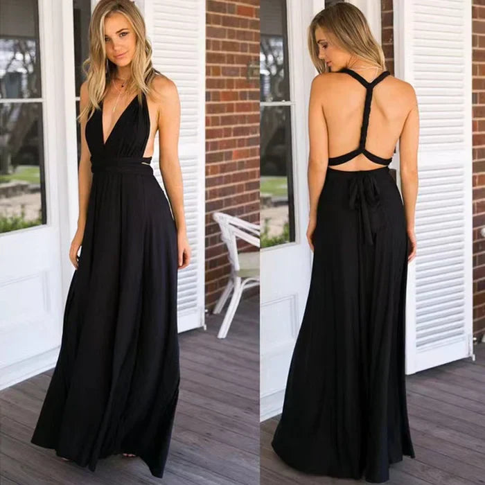 Vielseitiges Damen Wickelkleid Denise mit langen Bändern, die zahlreiche Styles von elegant bis leger ermöglichen.