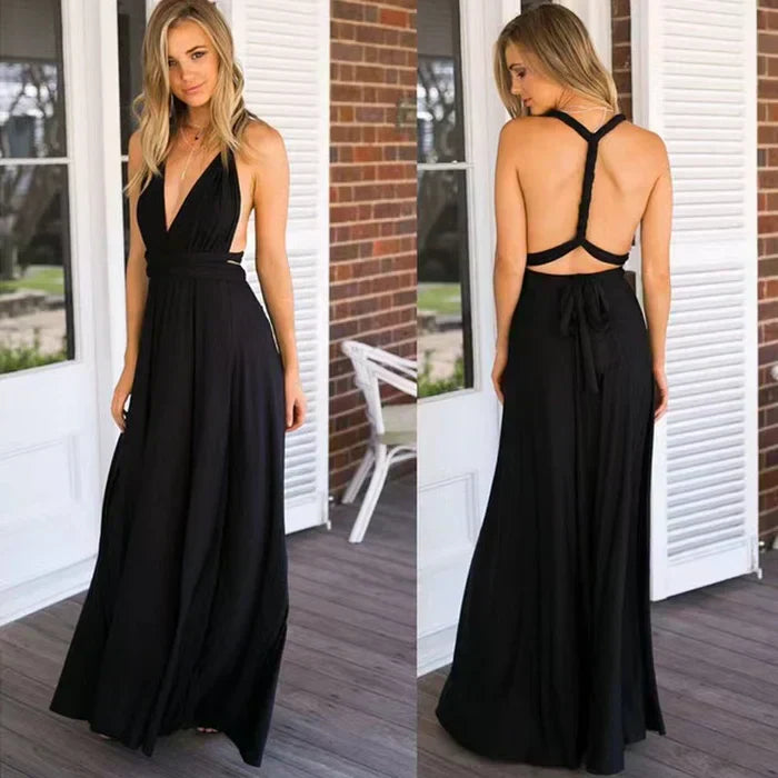 Model trägt Damen Wickelkleid Isla. Vollansicht des eleganten, figurumspielenden Herbstkleides. Modische Damenmode.