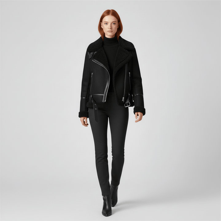 Kuschelige Damen Kurzjacke mit weichem Futter & Gürtel. Warm und schick als Freizeit- oder Übergangsjacke.