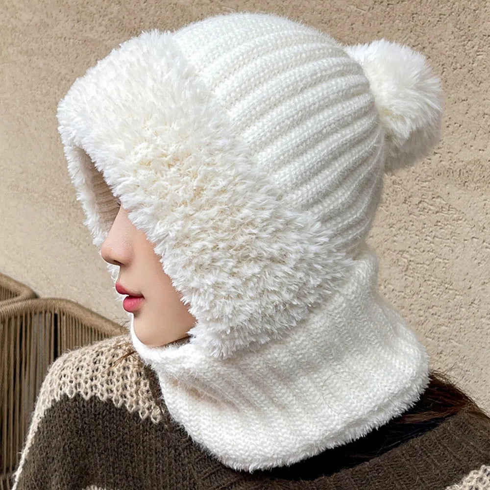 Kuschelige Damen Fleece Wintermütze Kimberly mit Schal, bietet umfassenden Kälteschutz & Komfort.