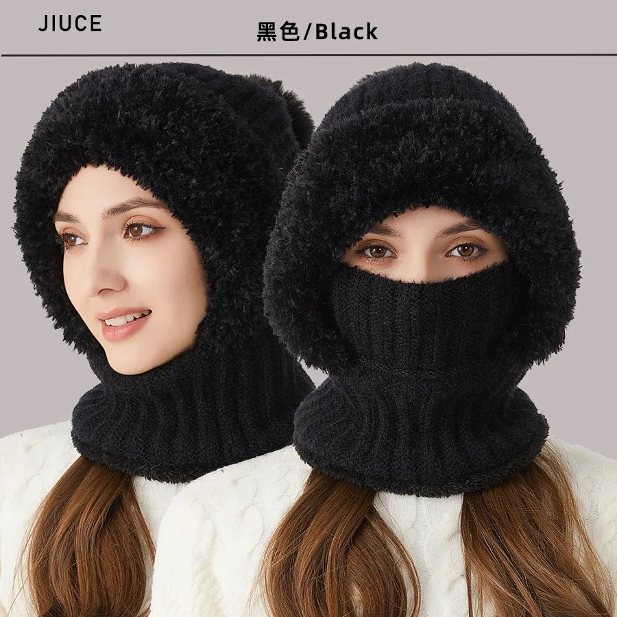 Damen Wintermütze Kimberly mit integriertem Schal, modisches Fleece-Accessoire schützt Kopf & Hals vor Kälte.
