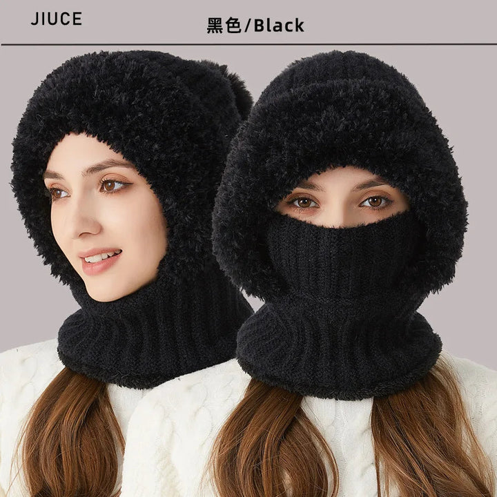 Damen Wintermütze Kimberly mit integriertem Schal, modisches Fleece-Accessoire schützt Kopf & Hals vor Kälte.