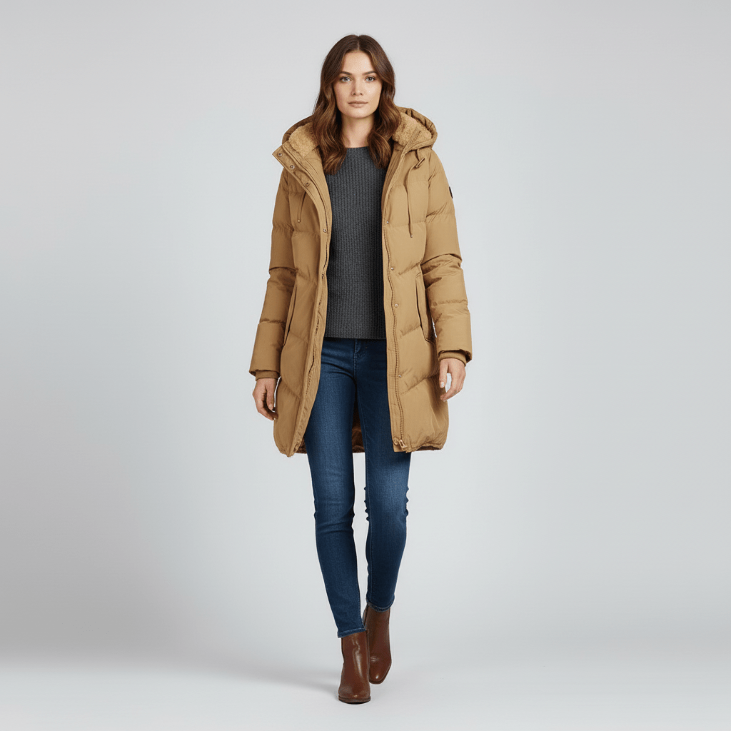 Stilvoller Damen Winterparka, tailliert. Vielseitige Kapuzenjacke für Übergang und Winter, perfekt für Freizeit.