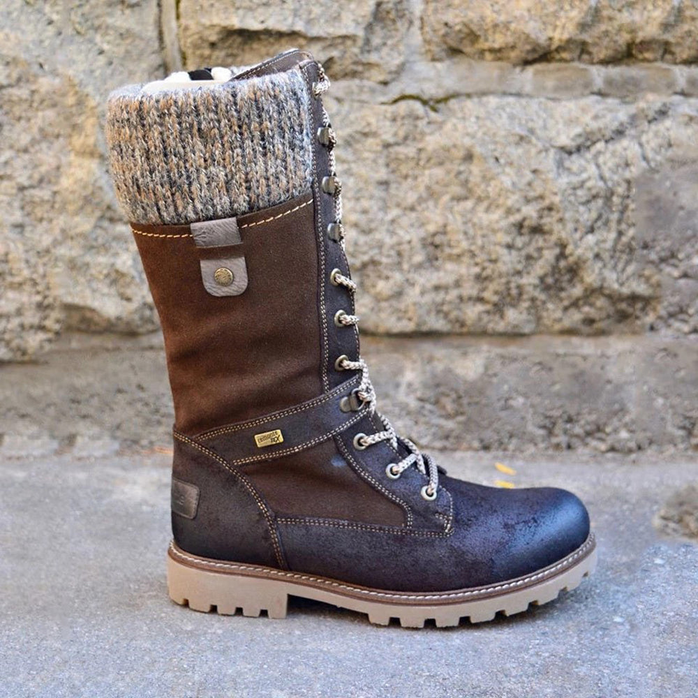 Stilvolle hohe Damen Winterstiefel Nora. Elegante Winterschuhe für Fashion und Alltag, halten warm & sind rutschfest.