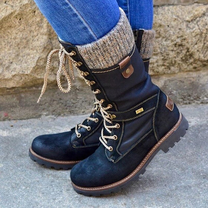 Elegante hohe Damen Winterstiefel Nora. Robuste, warme & rutschfeste Schuhe bieten Komfort für die kalte Saison.