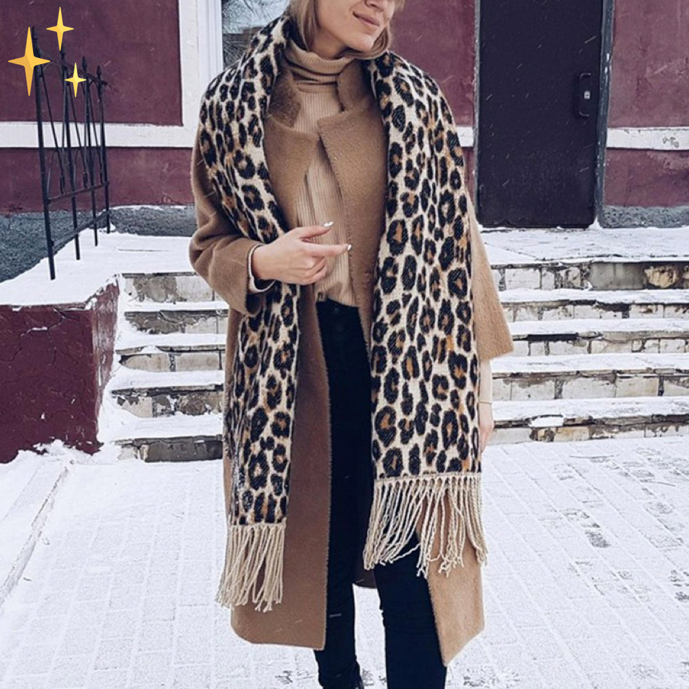 Damen Leoparden-Schal XL, ein stilvolles und warmes Geschenk für Herbst- und Wintermode.