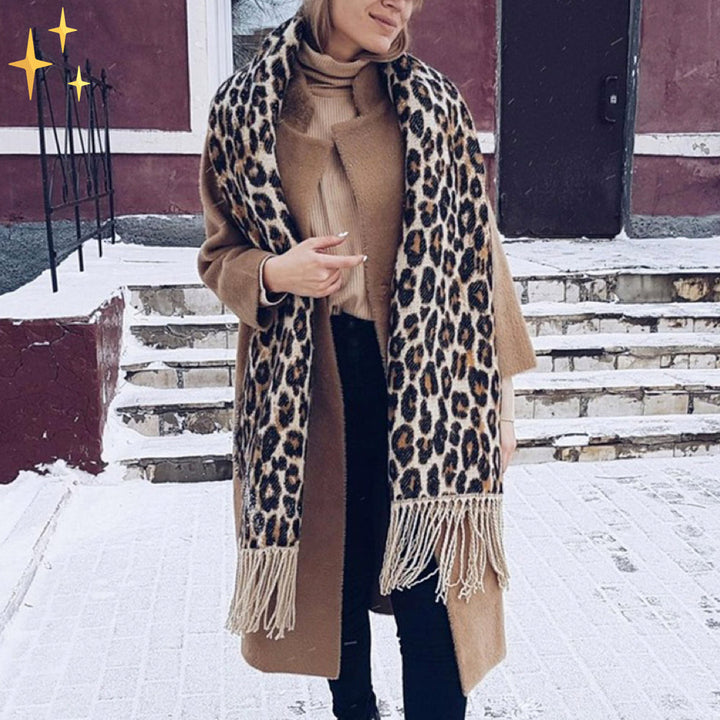 Damen Leoparden-Schal XL, ein stilvolles und warmes Geschenk für Herbst- und Wintermode.