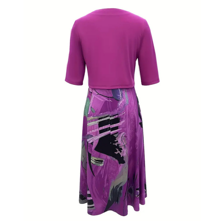 Vielseitiges Damen Zweiteiler-Set: Geschichtetes Kleid & Strickjacke; perfekt für jeden Anlass.