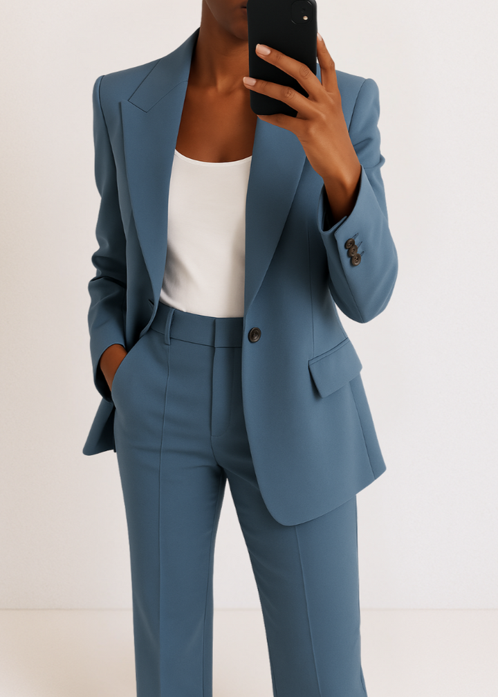 Frontansicht: Damen Zweiteiler Sofie. Modernes Design und komfortable Passform für das stilvolle Freizeitoutfit.