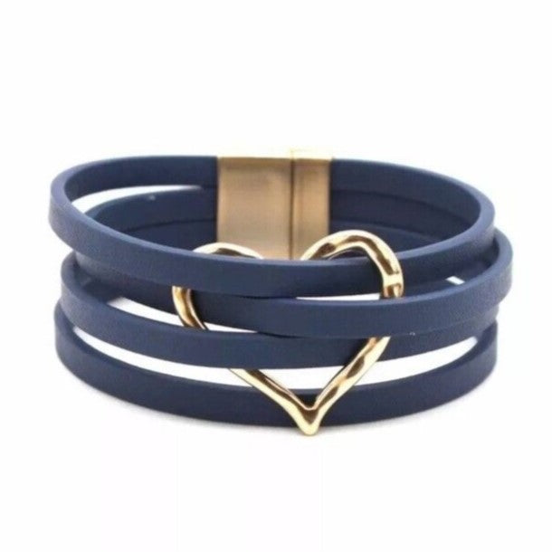 Vielseitiges O-Leder Wickelarmband, mehrschichtig, unisex. Mit starkem Magnetverschluss. Perfektes Modeaccessoire.