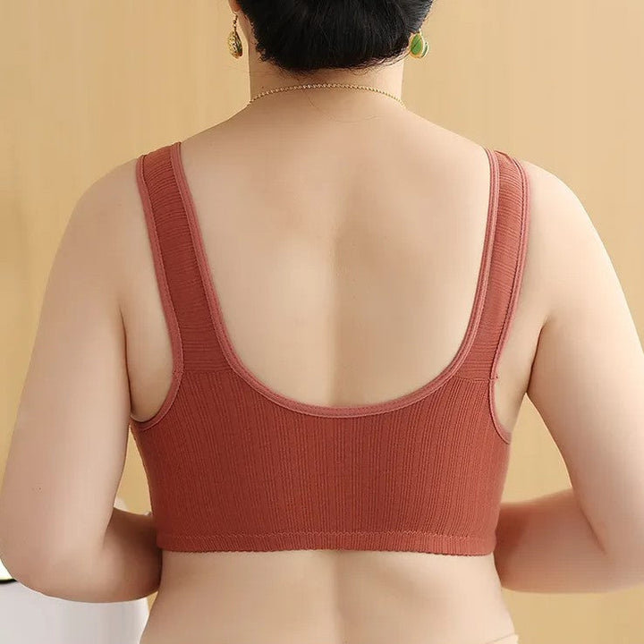 Plus Size Damen Unterwäsche: Weicher Komfort-BH mit Frontverschluss, ohne Bügel.