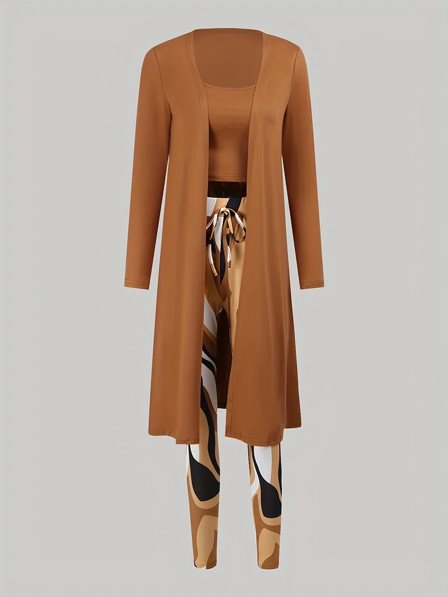 Komplettes Plus Size Damen Outfit Set, 3-teilig, elegant & bequem für Herbst & Winter.