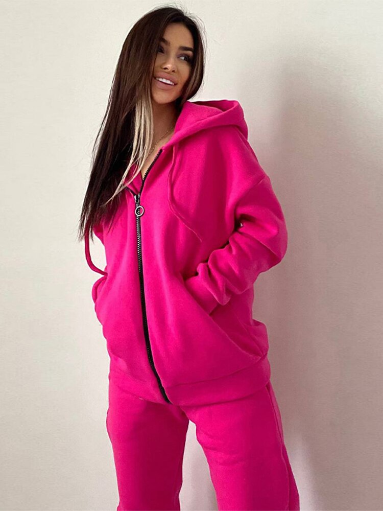 Damen Sportanzug für Herbst. Bequemer Zweiteiler, ideal für Outdoor-Sport, Yoga & gemütliche Stunden.