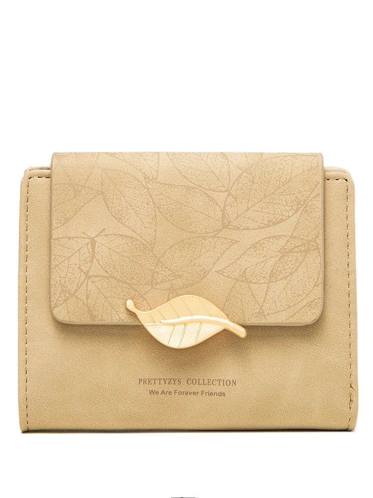 Stilvolle Retro Damengeldbörse mit detailliertem Blattmuster, ideal für Modebewusste. Kompakt & elegant.
