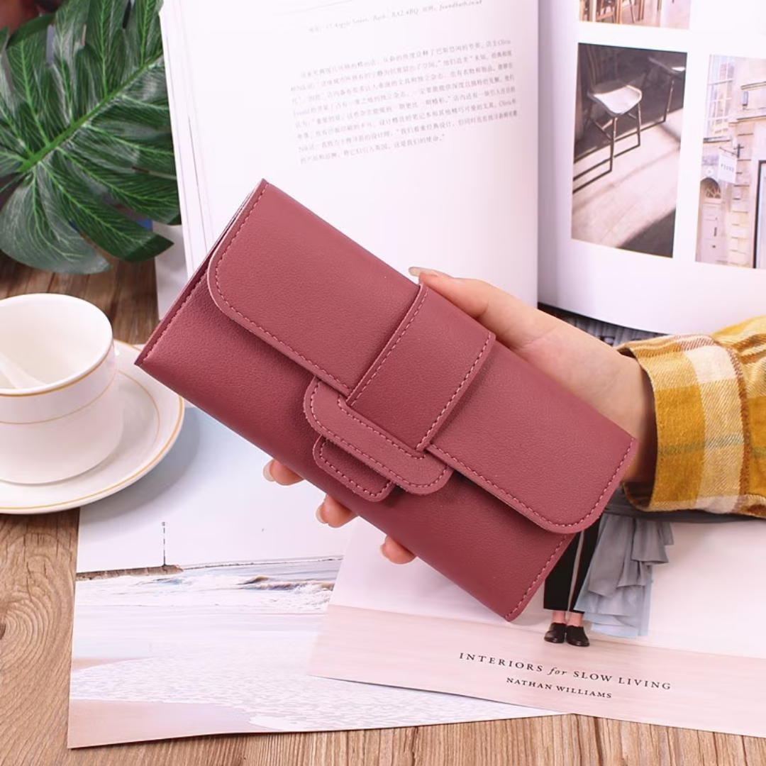 Elegantes minimalistisches Portemonnaie lang für Damen und Herren, mit vielen Kartenfächern.
